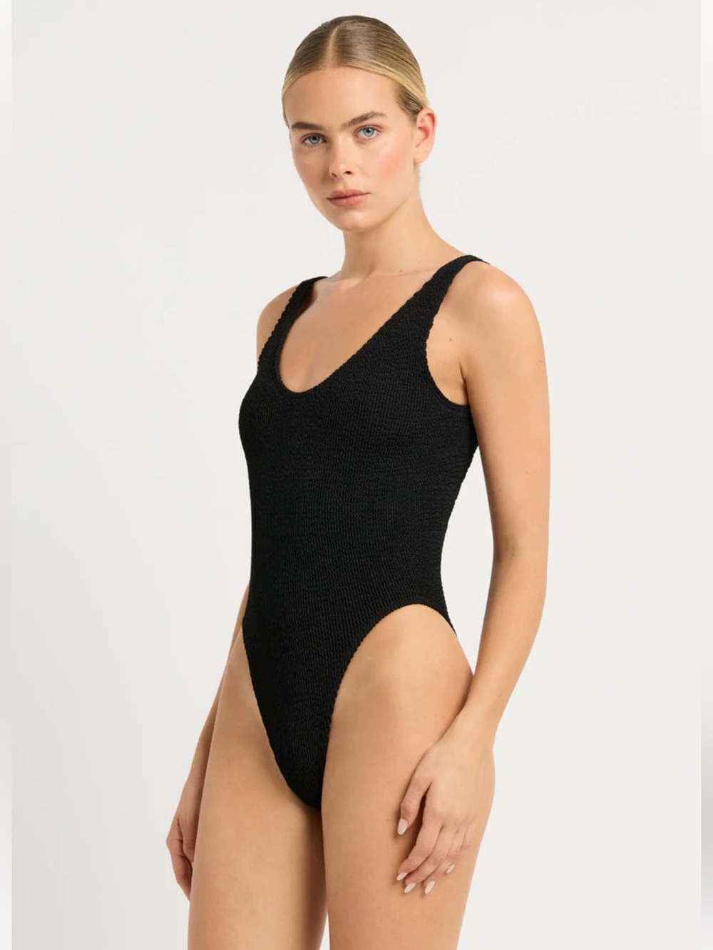bond-eye crinkle contour Textured Scoop One-Piece Swimsuit ultra stretchy new! - Picture 5 of 7